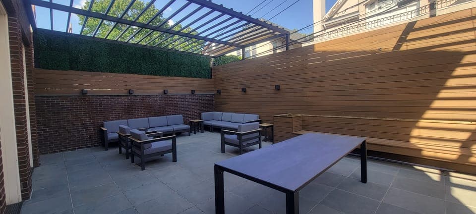 Pergola Patio & Kitchen — Pergola lounge and dining space