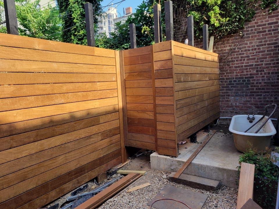 Williamsburg Outdoor Shower — IPE enclosure mid-build