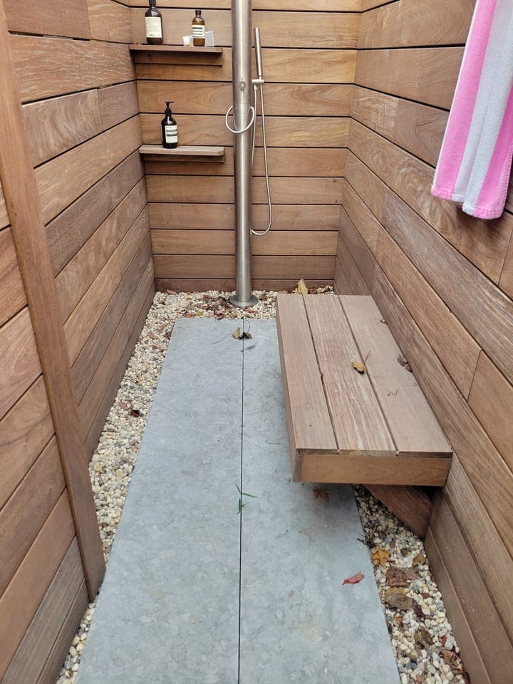 Williamsburg Outdoor Shower — Finished IPE shower fixtures